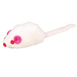 Mysz biała piszcząca z kocimiętką 8cm